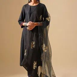 JAYPORE Ethnic Motifs Printed Organza Dupatta-image-58