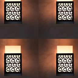 Gojeeva Black 4 Pieces Textured Contemporary Rectangle Shaped Wooden Wall Lamp-picture-17
