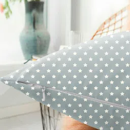 CASABLEU Grey & White 2 Pieces Star Printed Square Cushion Covers image 2