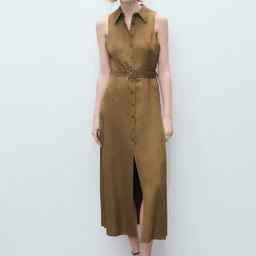 MANGO Belted Midi Shirt Dress-picture-39