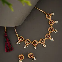 ATIBELLE Gold-Plated Stone Studded & Beaded Jewellery Set-picture-12