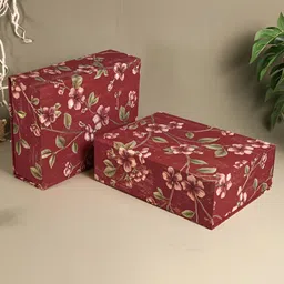 Art Street 2-Pcs Red & White Flowers Printed Foldable Gift Hamper box-picture-41