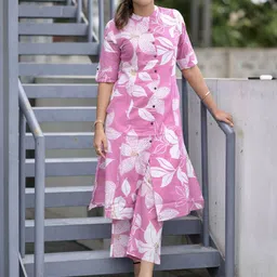 KALINI Women Floral Printed Regular Kurta with Trousers-picture-37