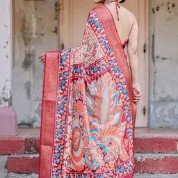 MAHARANI COUTURE Ethnic Motifs Pure Silk Jamdani Saree With Stitched Blouse image 3