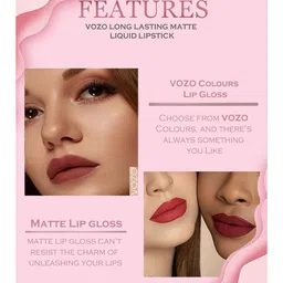 VOZO Set Of 4 Matte Lips Liquid Lipstick-Cherry Red101-Wine102-Magenta105-Light Magenta106 image 5