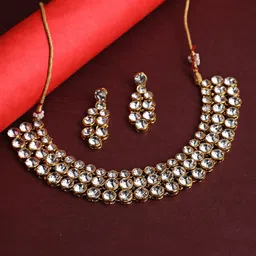 Jazz and Sizzle Gold-Plated Kundan Stone-Studded Jewellery Set-picture-19