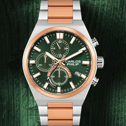 CARLOS PHILIP Men Patterned Dial & Stainless Steel Straps Analogue Chronograph Watch Orbit-3864-10 image 3