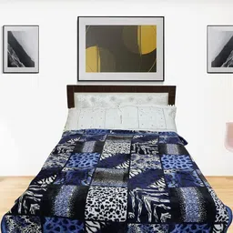 tundwal's White & Black Floral Mink Heavy Winter Double Bed Blanket-image-23