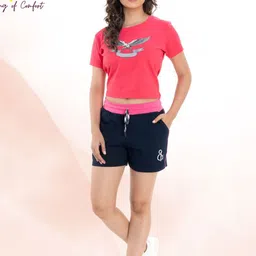 StyleAOne Printed Pure Cotton Cotton T-Shirt With Shorts-picture-26