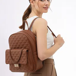 DressBerry Women Textured Backpack With Quilted-picture-26