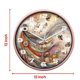 OLIVE TREE Copper-Toned & White Printed Contemporary Wall Clock image 2
