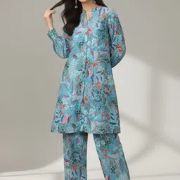 fusion by glitchez Printed Mandarin Collar Top & Trousers Co-Ords image 5