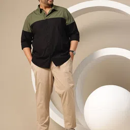 Sztori Plus Size Colourblocked Spread Collar Shirt image 5