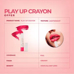 JUICE Play Up Transfer Proof Long Stay Lip Crayon with Shea Butter - Barely There MCR01 image 2