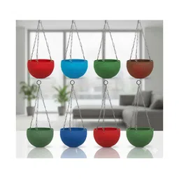 Virajsanchi 8-Pcs Blue & Green Textured Hanging Planters-picture-18