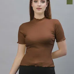 Friskers Women Pack of 2 Cotton High Neck Fitted Crop Top-picture-21