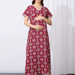 MomToBe Women Printed Maxi Nightdress-picture-30
