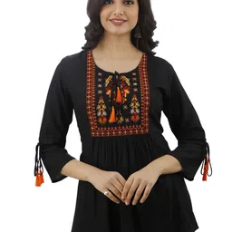 DMP EXPORT Women Tie-Up Neck Peplum Top-image-98