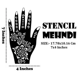 VOORKOMS Set Of 2 Mehndi Design Stencil Sticker image 3
