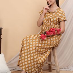 Sweet Dreams Ethnic Motifs Printed Pure Cotton Maxi Nightdress-picture-24