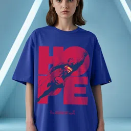 Bewakoof Women Superman Graphic Printed Round Neck Cotton Oversized T-shirt-picture-20