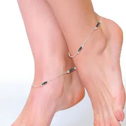 Lila Set of 2 Silver-Plated Beaded Anklets-image-1