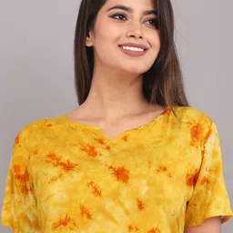 ayush textiles AYUSH TEXTILESTie-Dye Printed Notched Neck Top & Trousers image 2