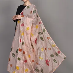 Exotic India Printed Art Silk Dupatta with Sequinned image 3