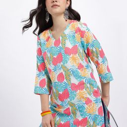 Anouk Rustic Tropical Printed V-Neck Straight Kurti-picture-9