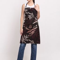 Arrabi Brown & Off White Leaf Printed Cotton Aprons With Pockets-picture-10