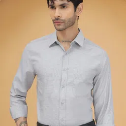 JAKANARY Men Premium Fit Solid Spread Collar Cotton Formal Shirt-image-7