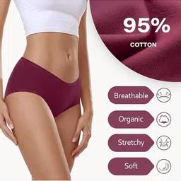 Diving Deep Women Plus Size Pack of 3 Cotton Hipster Briefs image 2