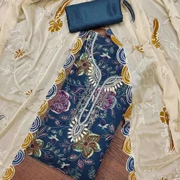 KALINI Embellished Organza Unstitched Dress Material-picture-33