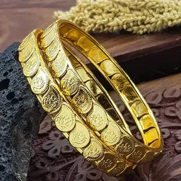 GRIIHAM Set Of 2 Gold Plated Coin Bangles-image-3