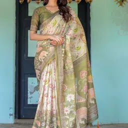 ALMAARI FASHION Ethnic Motifs Printed Pure Cotton Kanjeevaram Saree image 5