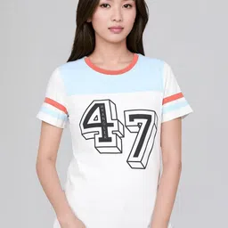 Wrangler Women Printed Drop-Shoulder Sleeves Pure Cotton Slim Fit T-shirt-picture-23