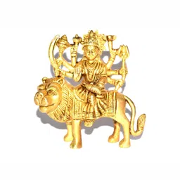 Navyaksh GoldToned Brass Goddess sherawali mata idol Showpiece image 4