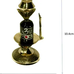 Navyaksh Gold Toned & Black Brass Shivling Statue Decorative Showpiece image 2