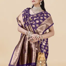 KALINI Ethnic Motifs Woven Design Zari Banarasi Saree image 3
