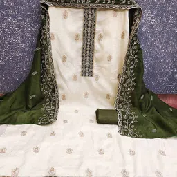 Peachmode Embroidered Unstitched Dress Material image 3