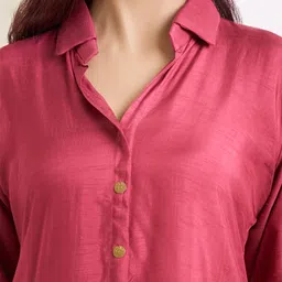 Samyukta Singhania Floral Embroidered Shirt Collar Pure Silk Tunic With Trouser image 3