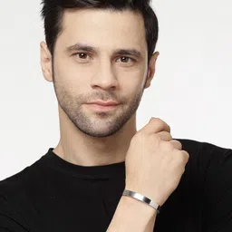 The Roadster Lifestyle Co Men Silver-Plated Cuff Bracelet-image-57