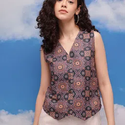CORSICA Ethnic Print Vest Style Top image 2