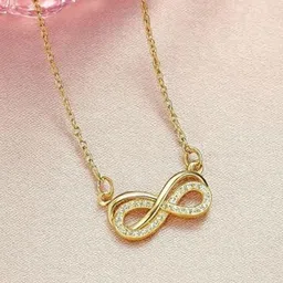 SALVE Stainless Steel Cubic Zirconia Studded Infinity Minimal Necklace image 3