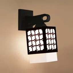 Gojeeva Black & White 2 Pieces Textured Wooden Rectangle Shaped Wall Lamps image 2