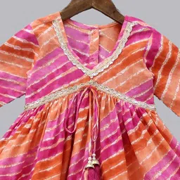 BAESD Girls Leheriya Printed Regular Gotta Patti Kurti with Sharara image 5