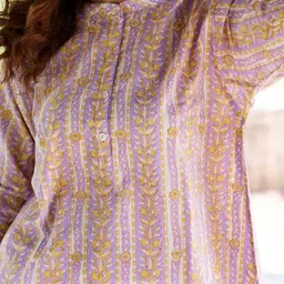 JAIPURRANG Women Floral Print Mandarin Collar Cotton Shirt Style Top image 5