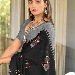 KALINI Ethnic Motifs Designer Block Print Saree image 3