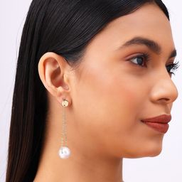 Priyaasi Gold Plated Pearls Contemporary Drop Earrings-picture-49
