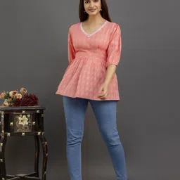 MERAAKI FASHION Floral Print Cotton Empire Top image 1